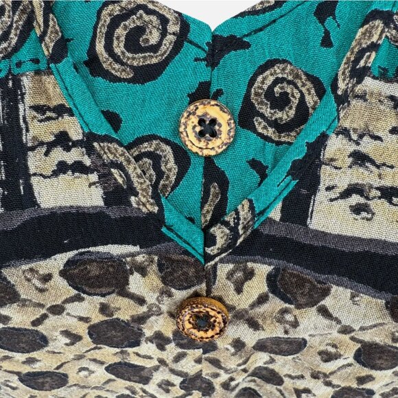 VTG Carole Little 10 Petite View Point Panel Print Tie Front Short Sleeve Dress - Picture 5 of 15